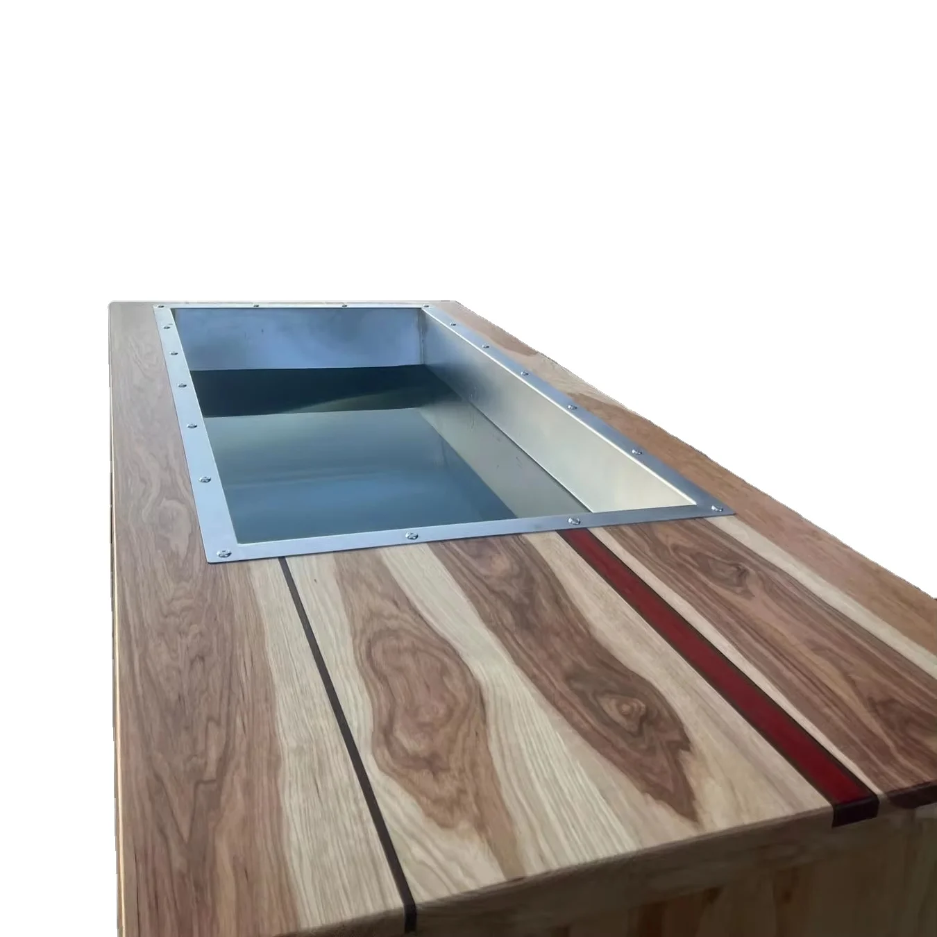 Wooden Square Stainless Steel Liner Ice Bath Tub Water Cooler With Lid Cold Plunge Pod