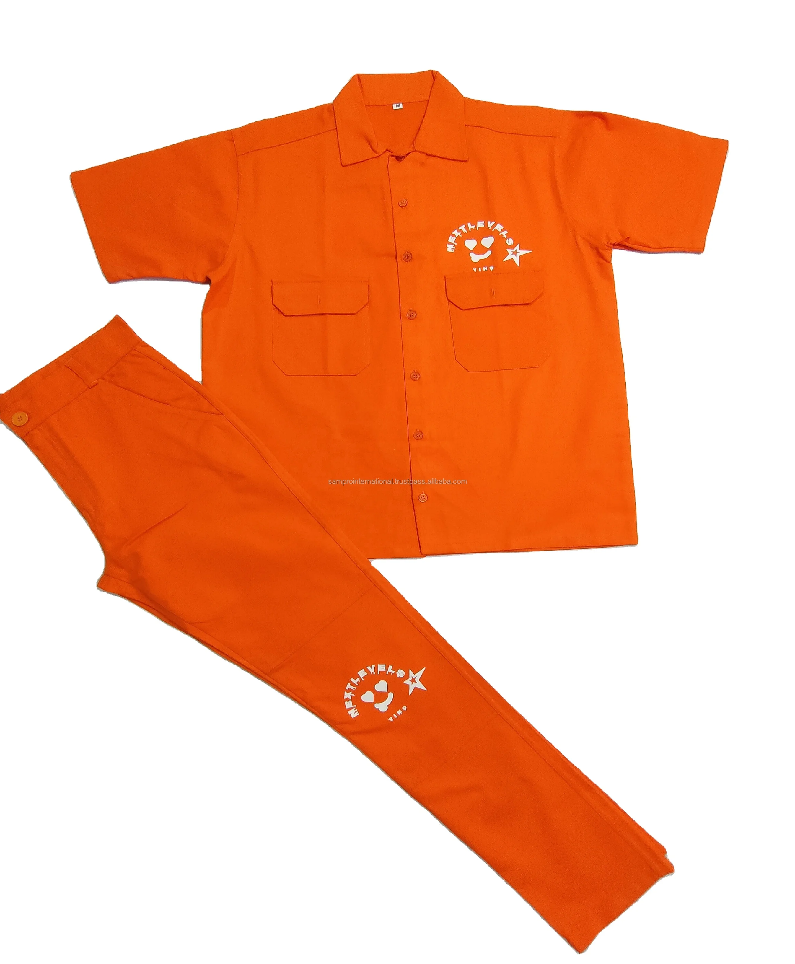 Wholesale OEM new Arrival Cotton made Custom Workwear Working Uniform dickie suits men Short Sleeve 2 Piece work pant shirt set