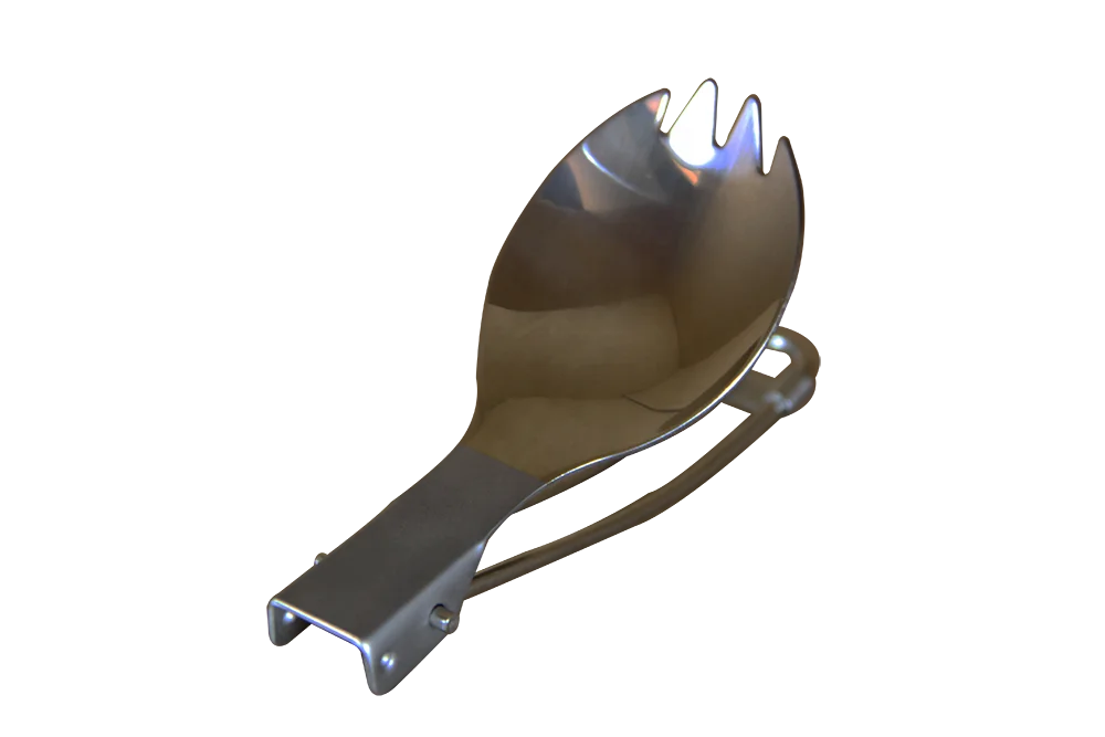 CAMPING HIKING PORTABLE CUTLERY FOLDING TITANIUM 4 PIECE TABLEWARE SET(SPOON,SPORK,FORK,KNIFE)
