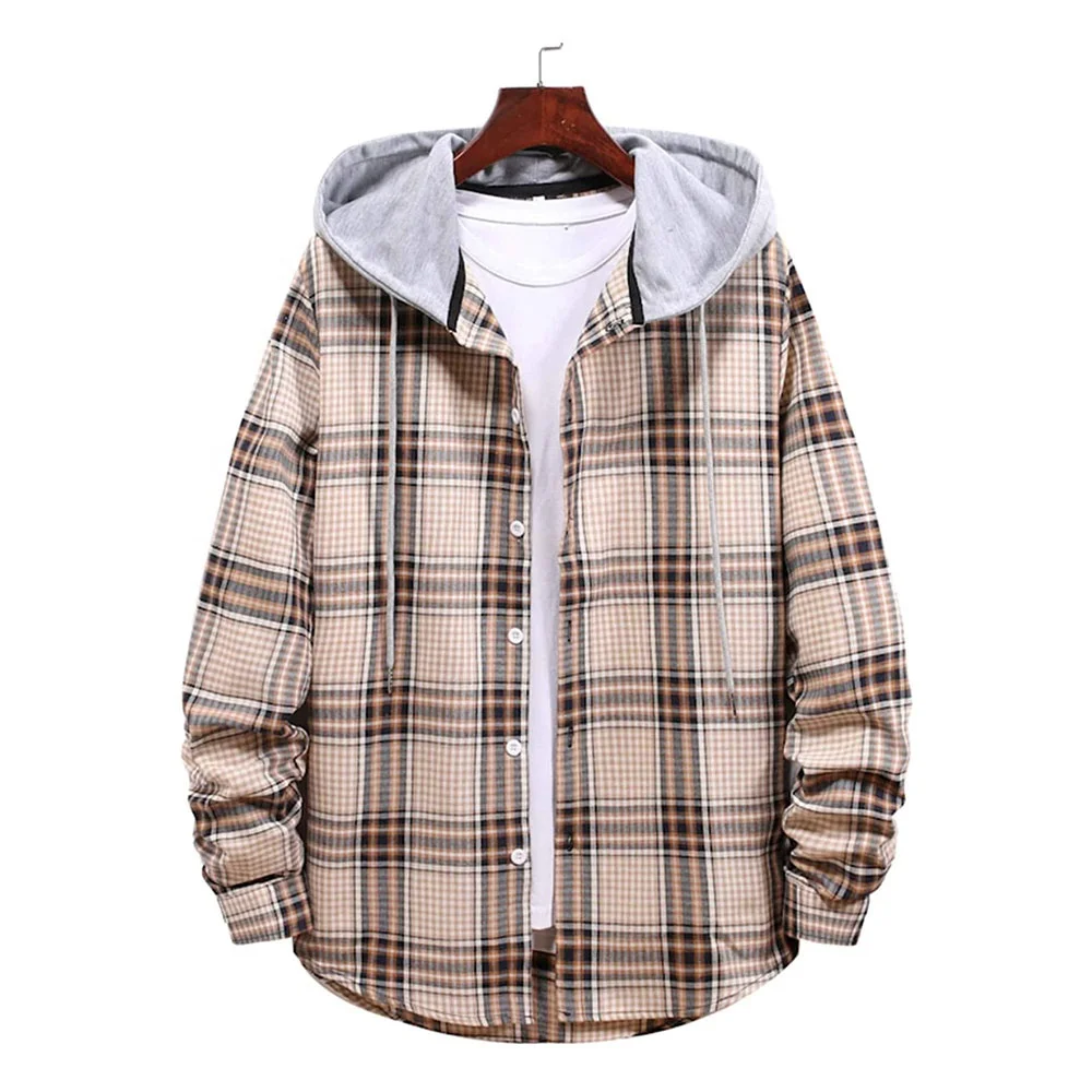 Flannel Hood Shirts Shirts flannel Flannel Shirt Casual Color Optional Casual 100% Cotton Long Sleeve for men