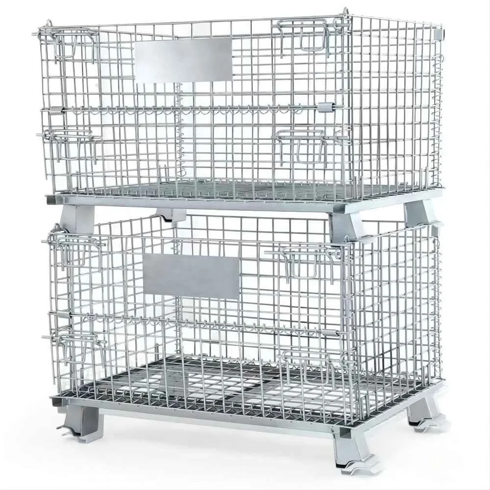 Folding Roll Metal Galvanized Storage Cage For Cold Storage Steel Wire Basket Tool Mobile Iron Pallet cage