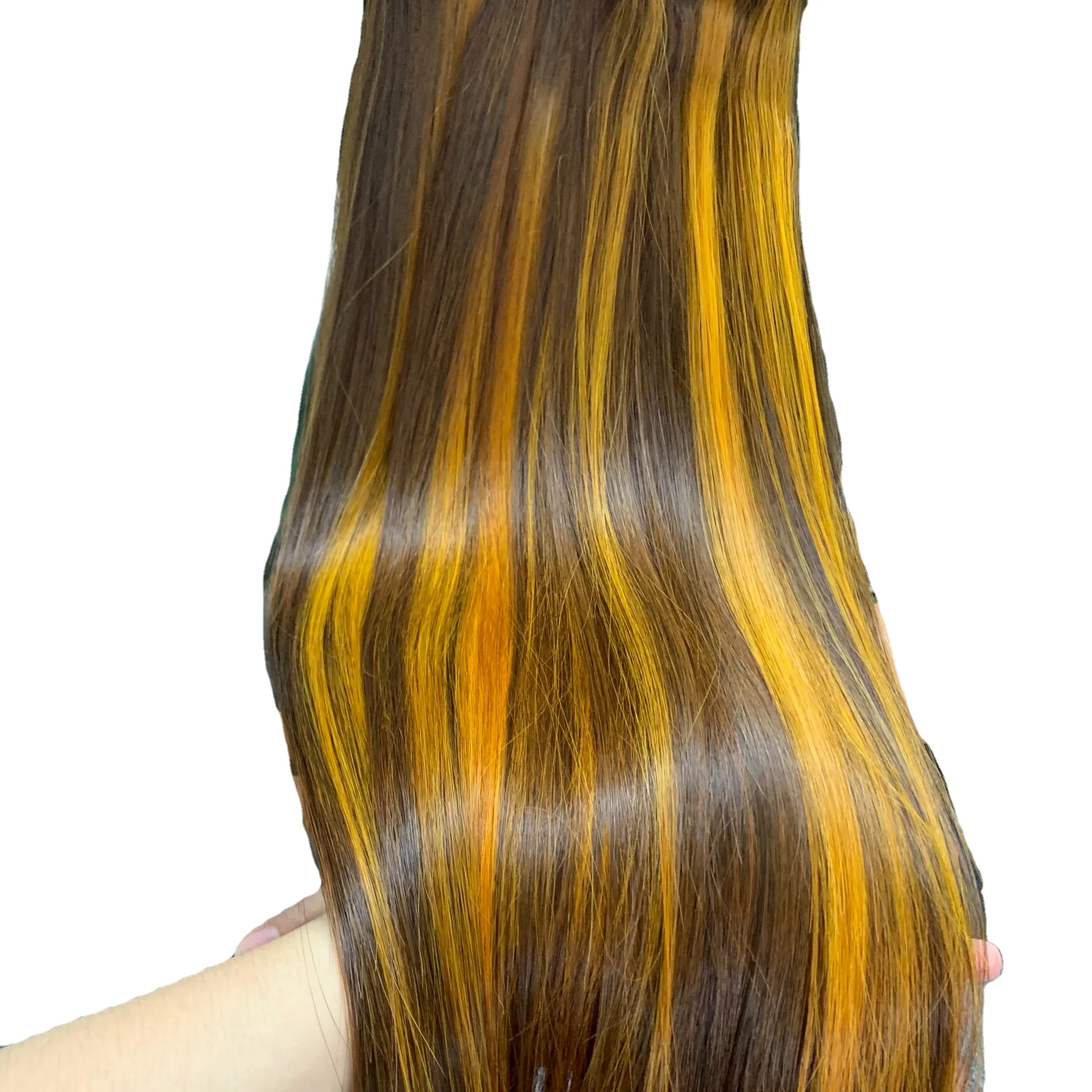 Hot 100% Virgin Hair Silky Straight Piano Color Made By Human Hair Extension With Bundles Wholesale 2021