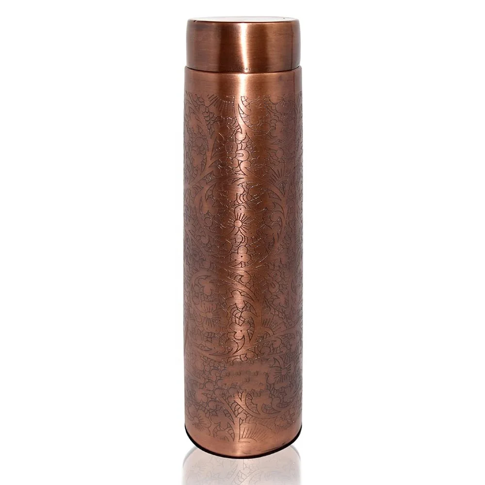Antique Copper Bottle Flower Printed Design  Healthy Copper Bottle With Stylish & Healthy Water Drinking Hot Arrival