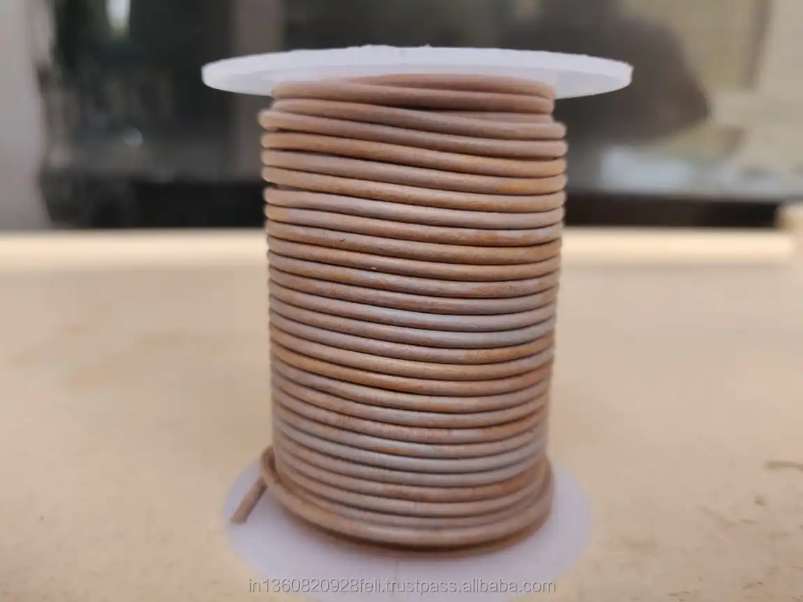 Gold And Bronze Colored Round Leather Cord For Jewelry Making