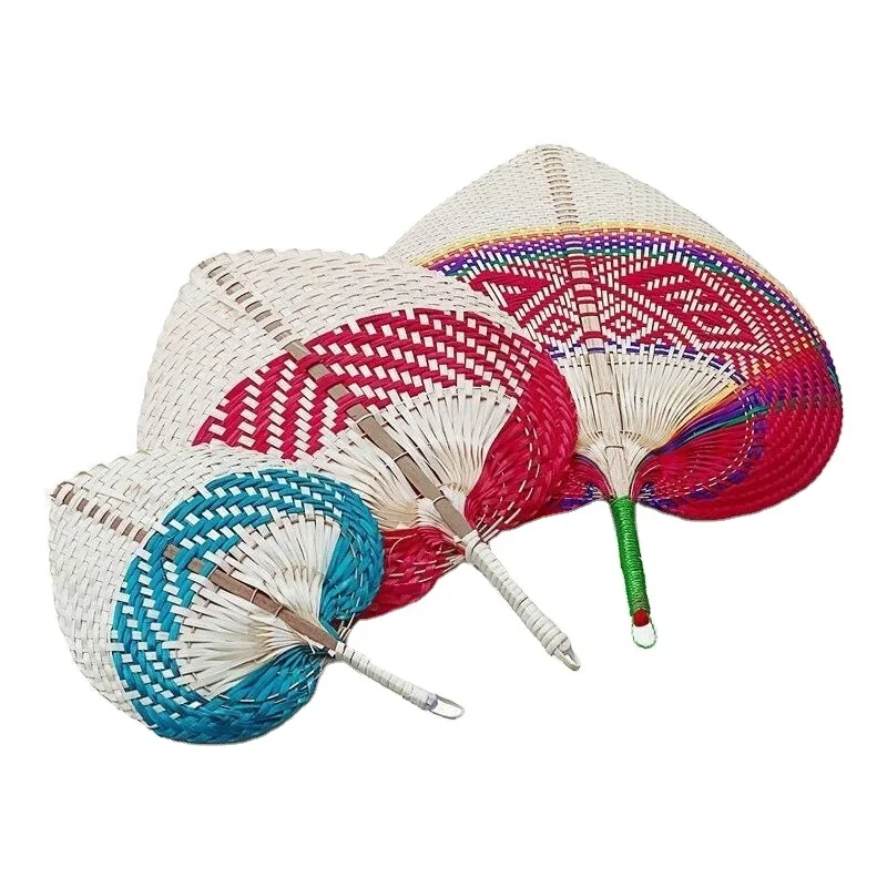 Vietnam Hot Sale Palm-Leaf Fan 30cm 35cm 40cm Bamboo Raffia Fans for Summer for Camping Hiking Home Party Wedding Decor Gifts