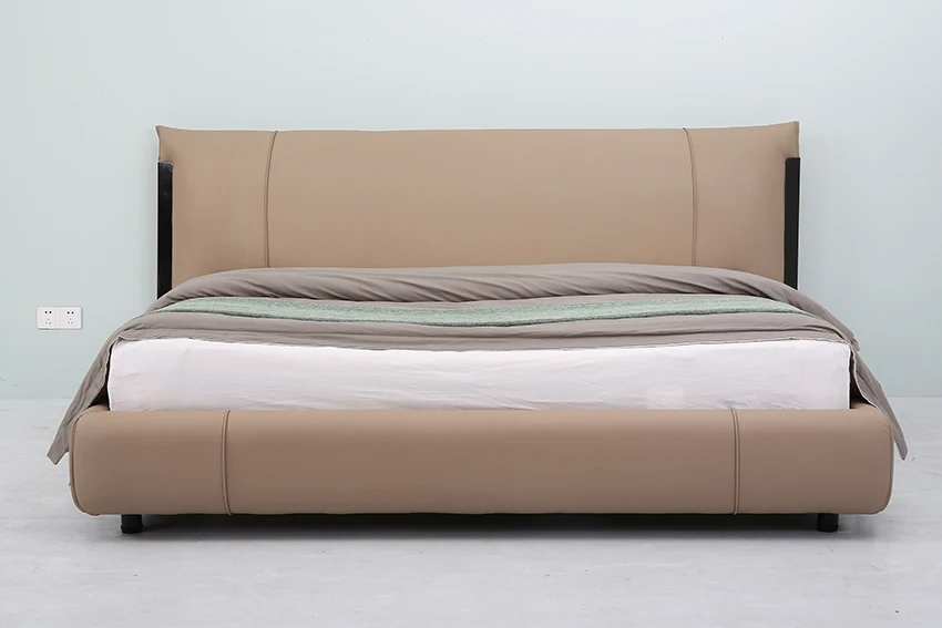 Minimalist Style King Size Leather Bed Set Modern Fully Upholstered Double Queen Size Bed