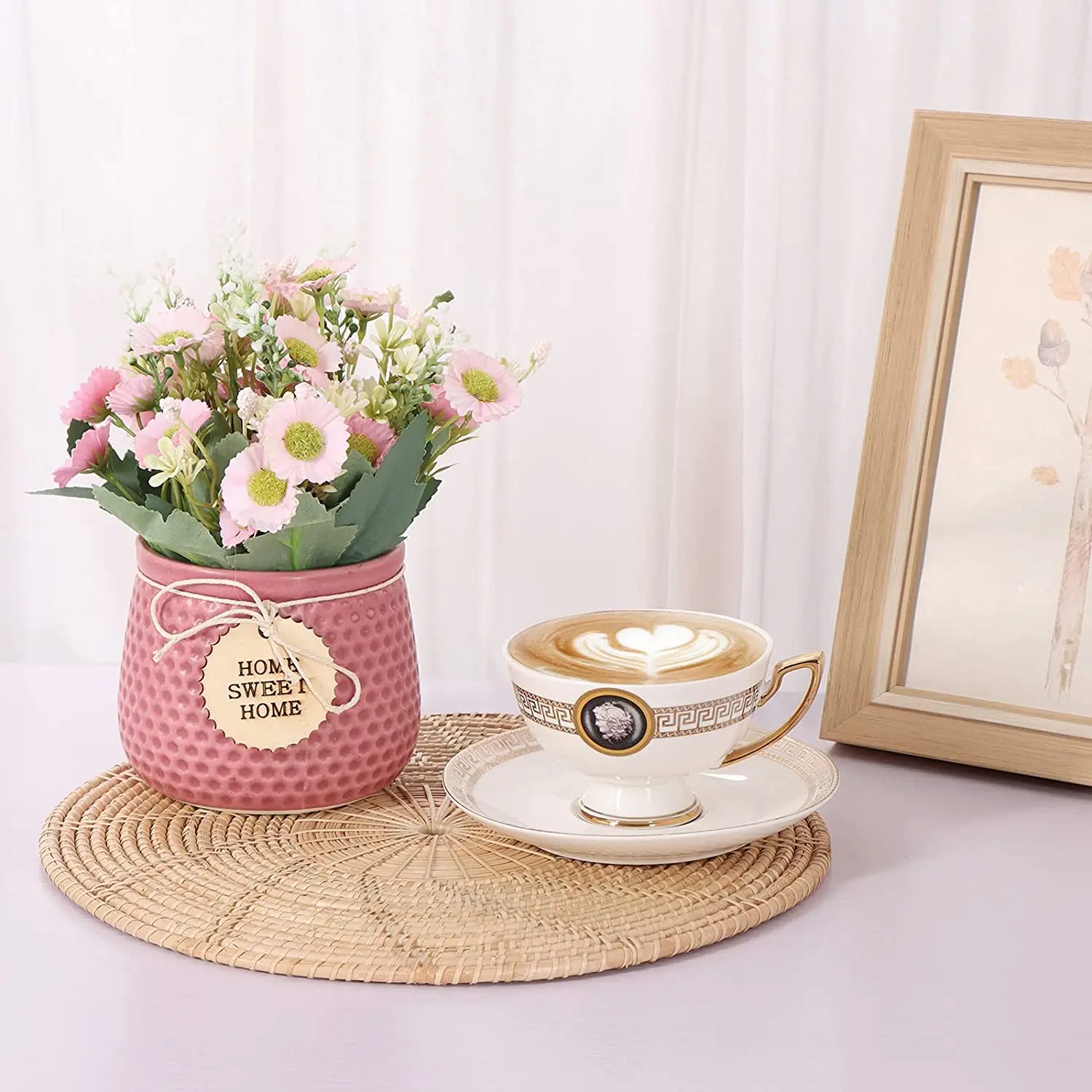 Cheapest price Rattan Set of 2 Round Placemats Decorations The Coffee, Cup Holder.