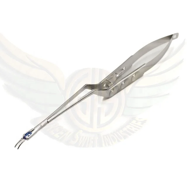 Green Swift Industries 110mm Titanium Aneurysm Clip Applicator Veterinary Instrument with Colored Button in Handle 245mm Length