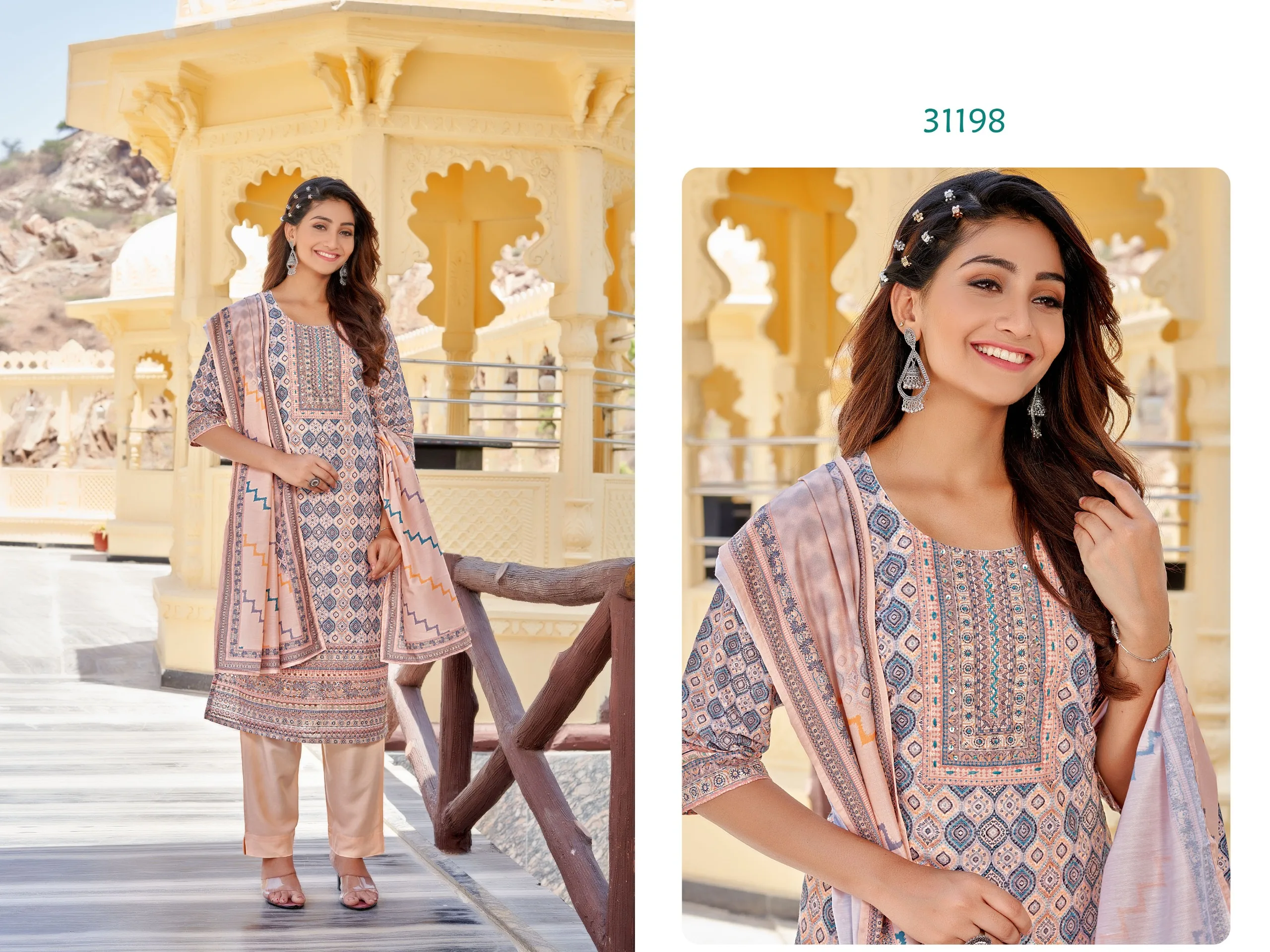 TOP SELLING NEW INDIAN & PAKISTANI STYLISH HEAVY EMBROIDERY LONG 3 PIECES CHICKEN FABRIC KURTI SET DRESS FOR WOMEN 2024