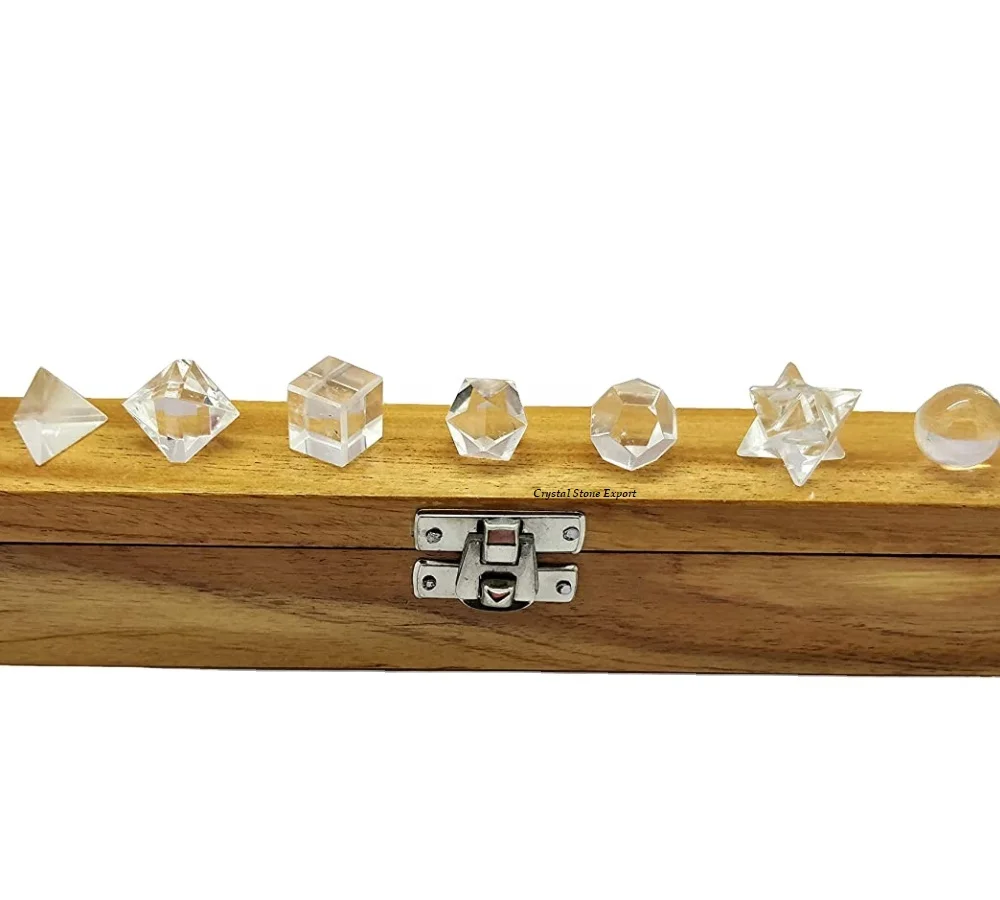 Natural Clear Quartz Crystal Geometry Set Chakra Sacred Geometry Set