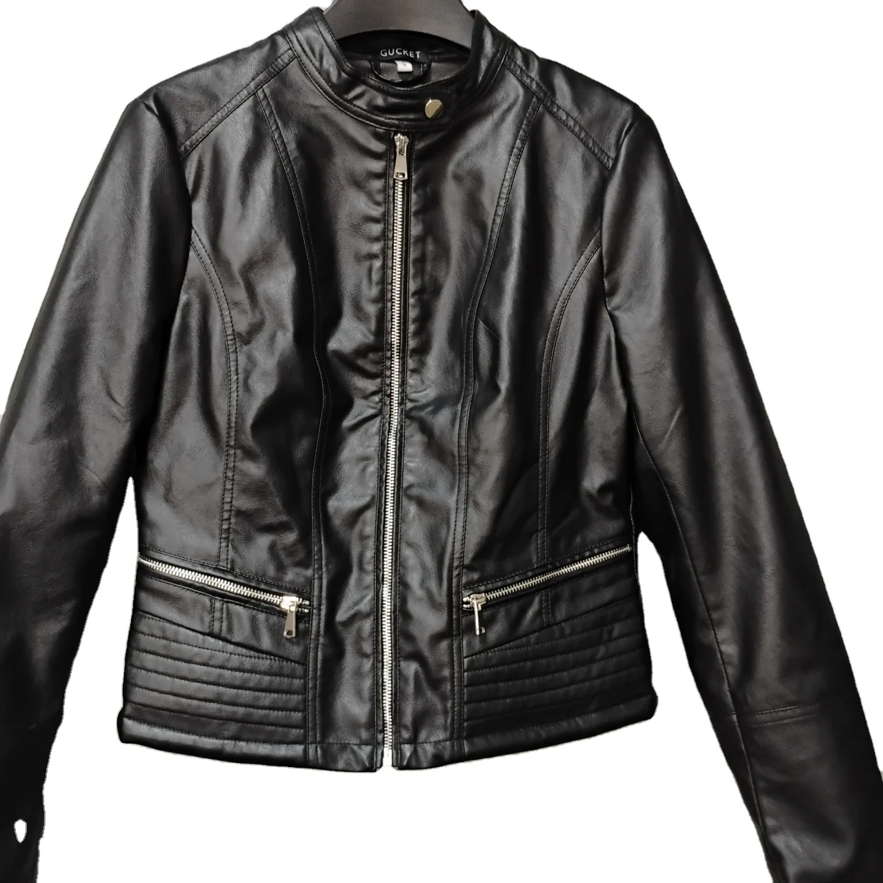 Factory Price European size Fashion Hot Sell Casual Detachable Spring Autumn Ladies Women PU Leather Jacket