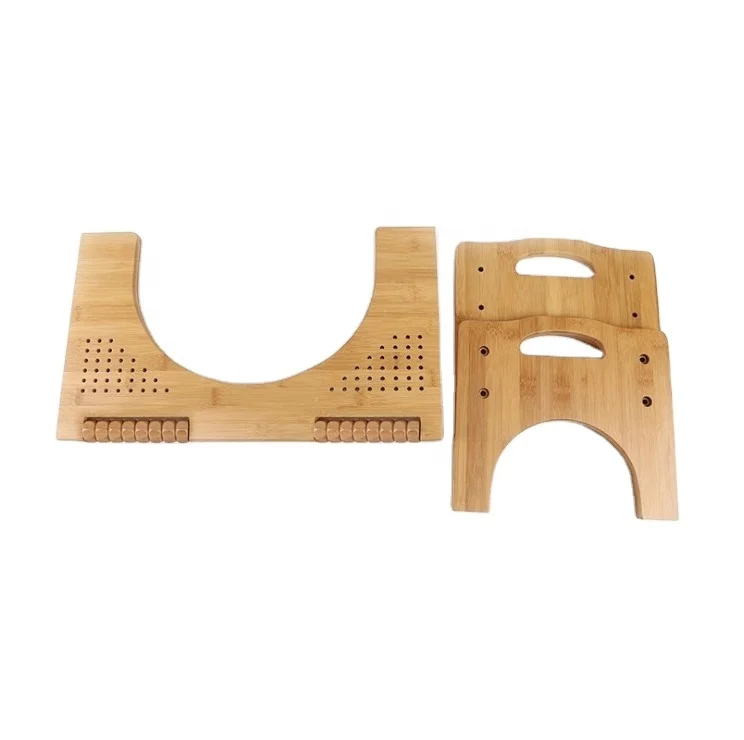 adjustable bamboo squatting toilet step stool portable bathroom squatting urinal with massage beads