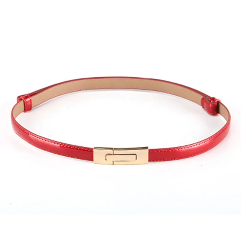 Fashion Ladies Automatic Buckle Belt Patent Leather Genuine Leather Thin Belt Skirt Decoration