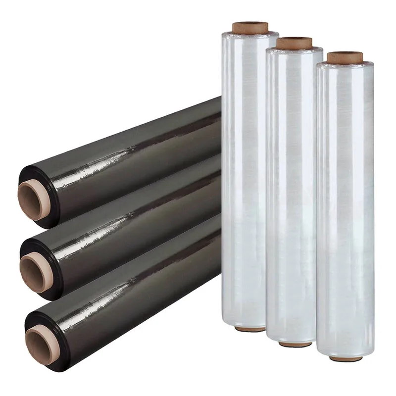 Hot Sales and Designed Fast delivery Hand Use Black and White LLDPE Pallet Wrapping Film PE Stretch Wrap Film