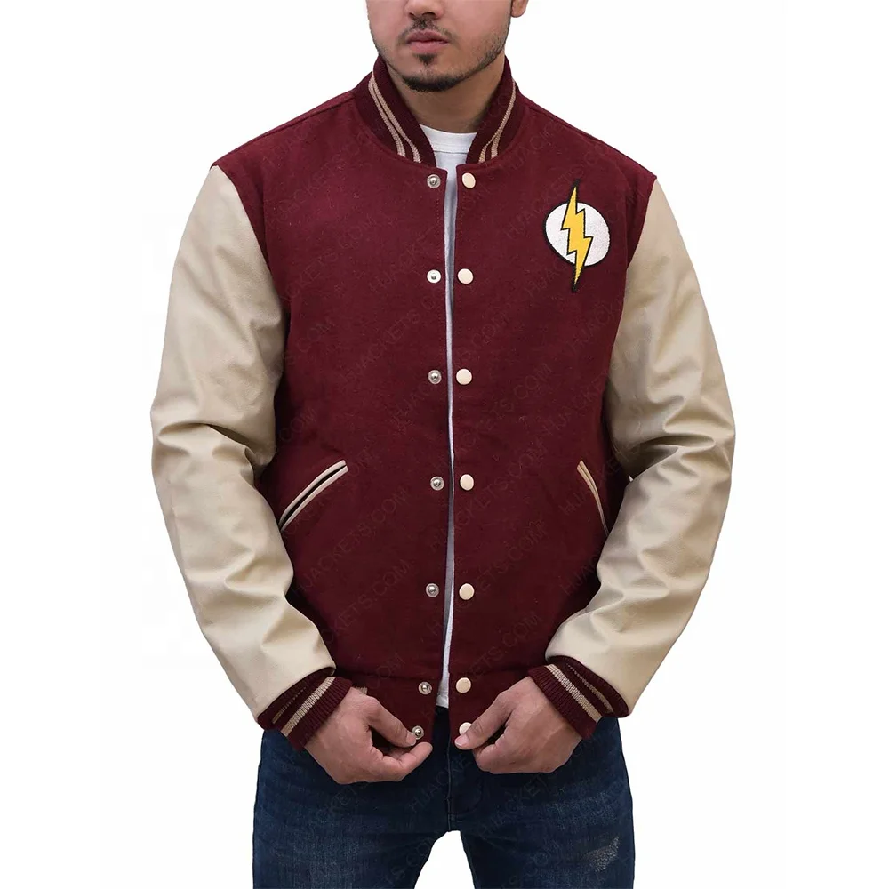 Custom Logo Embroidered Hoodies Baseball Jackets Men Fashion Design Slim Fit College Varsity Jacket Leather Sleeve Jacket