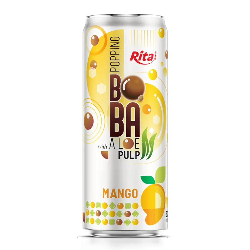 Popping Boba Drink with Aloe Vera Pulp and Raspberry Fruit 320ml Can Best Quality OEM ODM Services Beverages Private Label