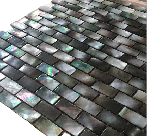 Black Lip Mother Of Pearl Brick Shell Tile For Home Interior