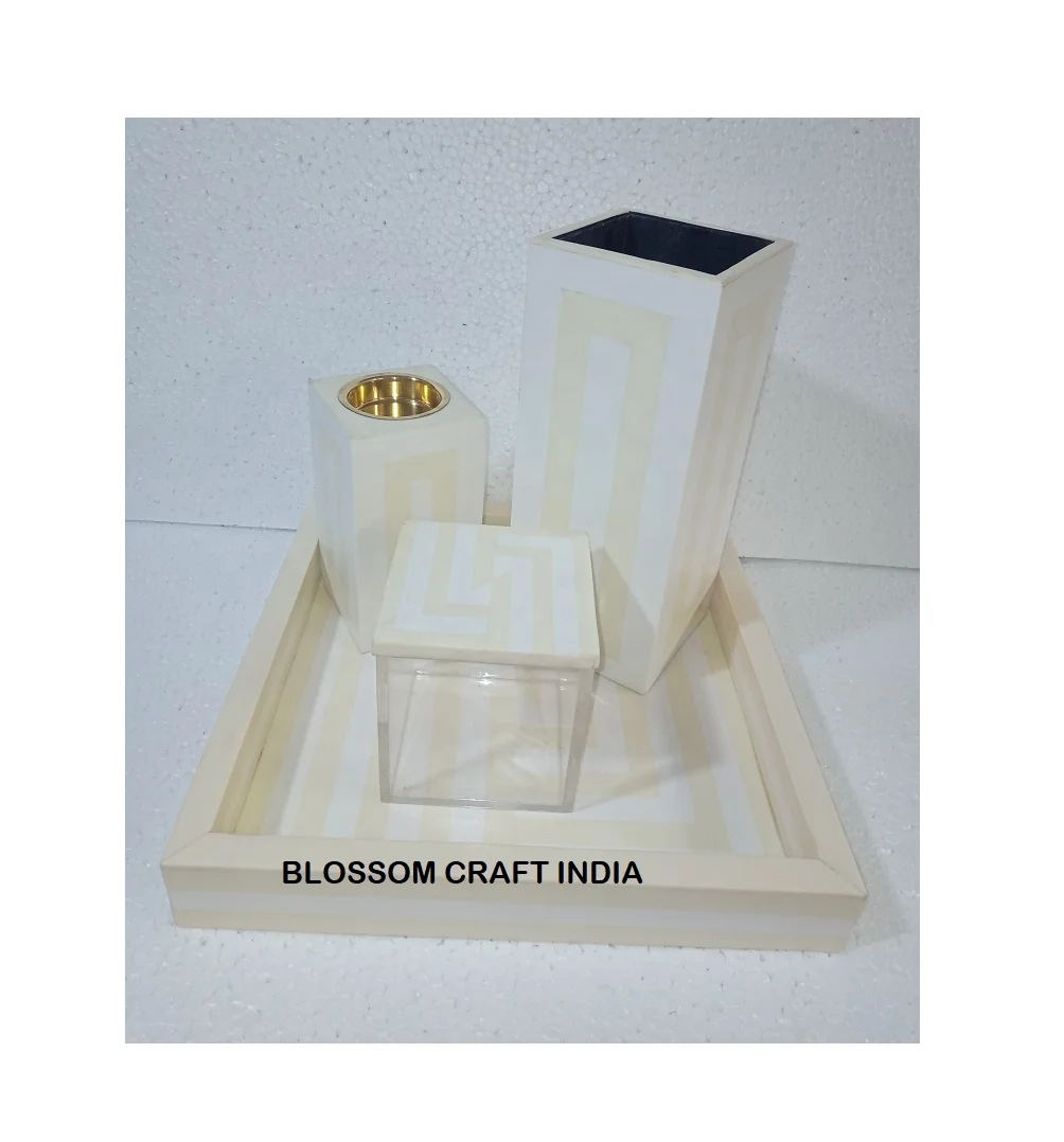 Hand Crafted Mother of Pearl inlay Tray vase Bone inlay Burner & Acrylic box multi colors for Gift