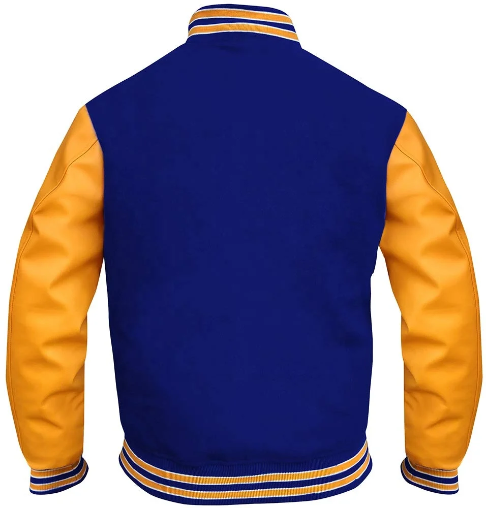 Custom Chenille Patches Logo Letterman Varsity Men Baseball Jackets With Leather Sleeves