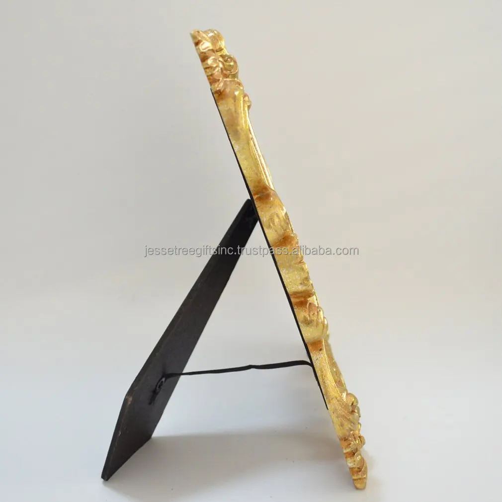 Металлическая и стеклянная настольная фоторамка с золотым порошковым покрытием рельефная дизайнерская рамка высокого качества для украшения дома