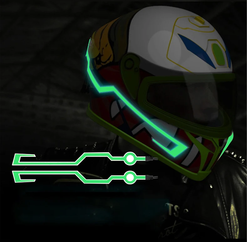 7 colors New arrival cool shapes riding led helmet light strip for full motorcycle helmet