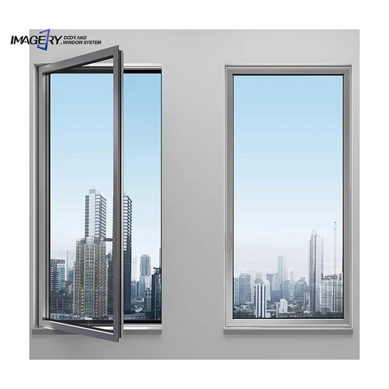 Imagery swing opening aluminium profile doors and  windows double glass casement window garden glass