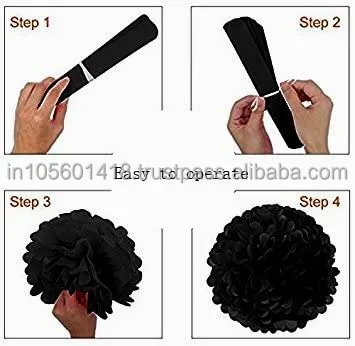Black and Red Casino Color Tissue Paper Flowers Pom Poms Kits for Theme Party Decoration Ideal from Indian Exporter