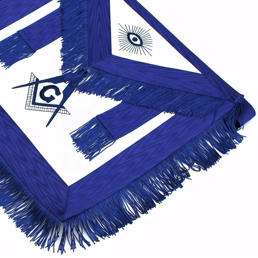 Masonic Blue Lodge hand embroidered  Master mason apron with square and compass G in the middle of the logo with best quality
