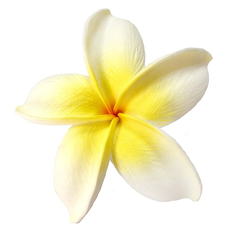 Hot selling Hawaiian premium Plumeria frangipani foam flower with fabric leaf hair clip for hair accessories