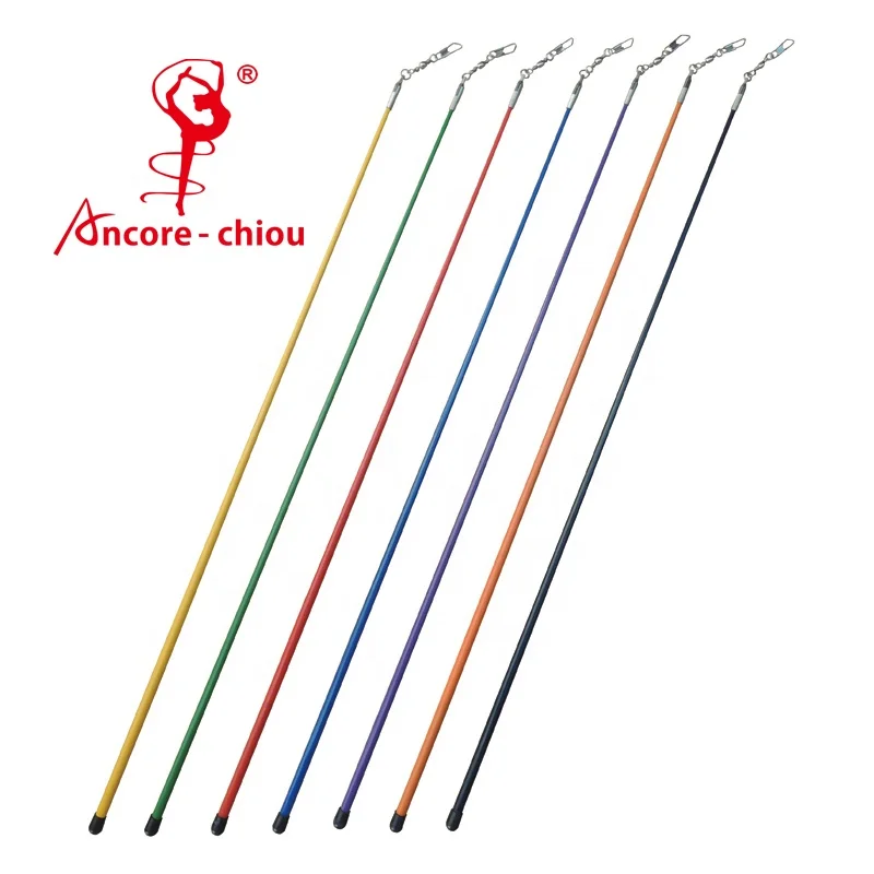 Customizable Rhythmic Gymnastics Colorful Ribbon Stick - Capped End 50 56 60cm