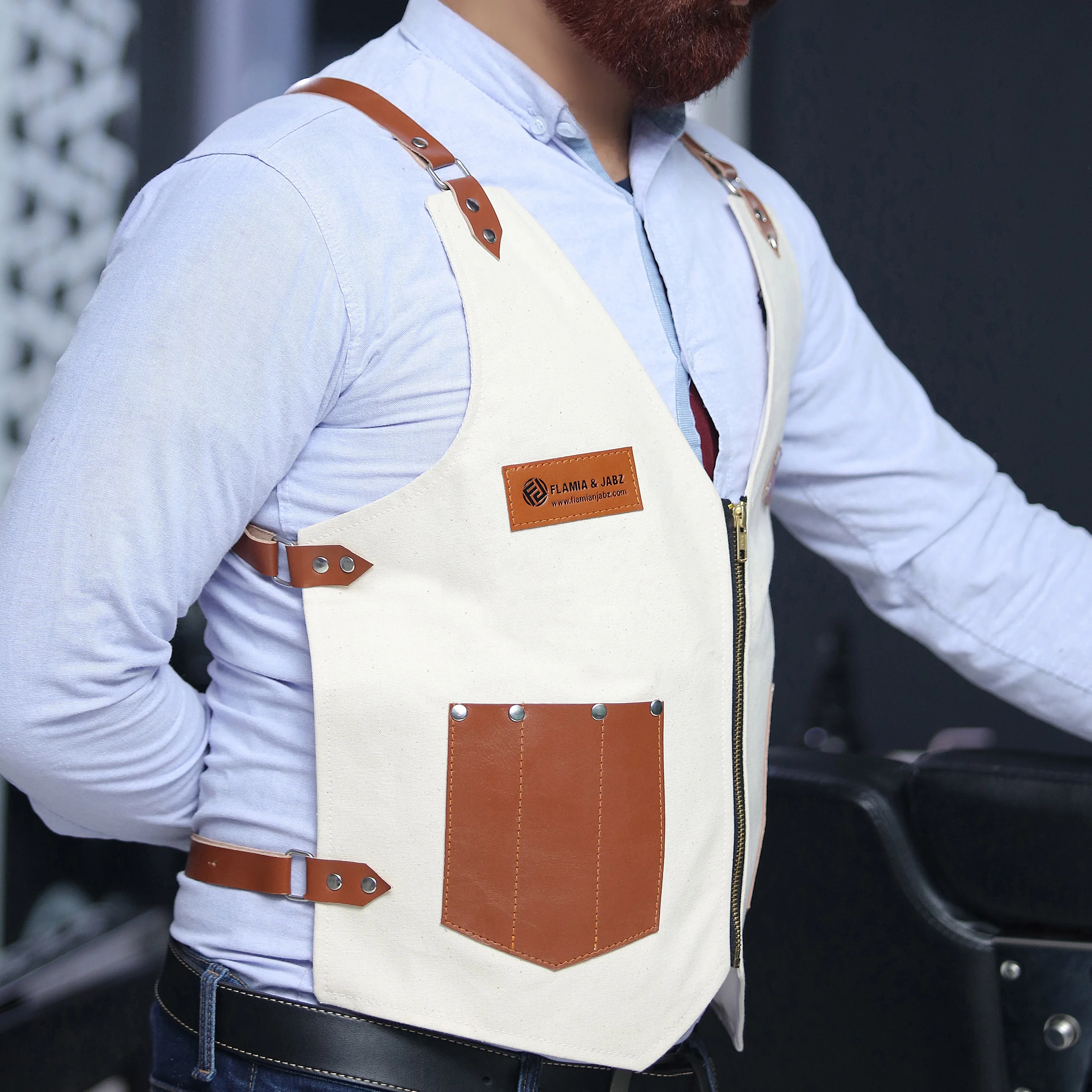 Профессиональный парикмахерский фартук жилет кожаный