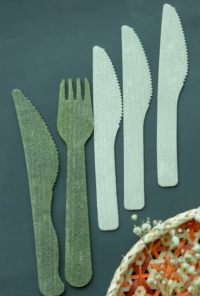Eco-friendly Rice Knife And Rice Fork 100% Natural Edible And Biodegradable High Quality Cutlery set  From Vietnam