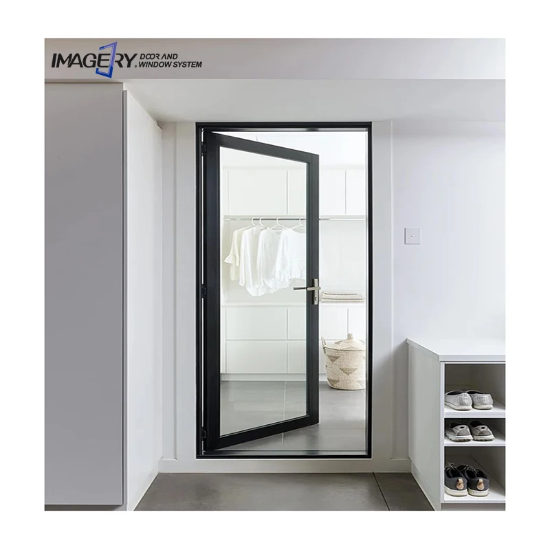 Imagery modern thermally break tempered glass casement door aluminum swinging doors single leaf
