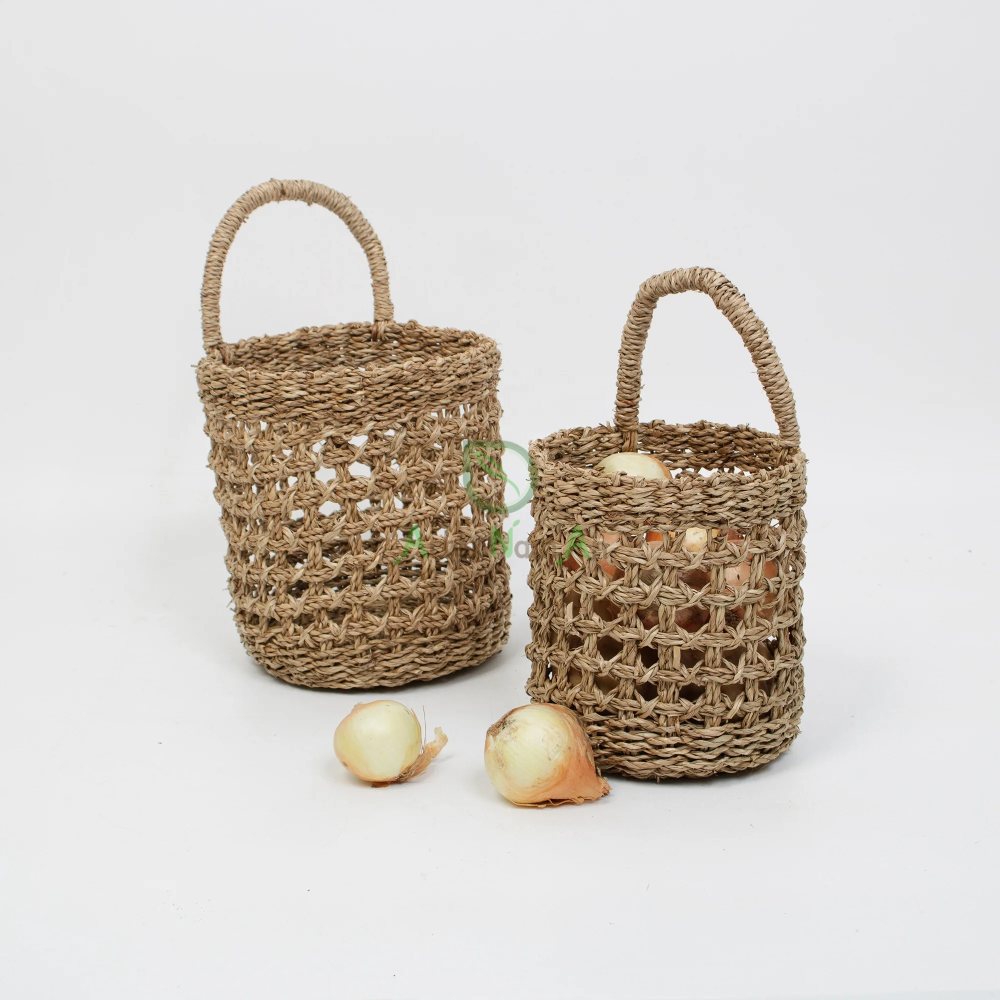 Небольшая настенная подвесная корзина из морских водорослей/держатель для посуды кухонная корзина/подвесная плетеная домашнего хранения кухни