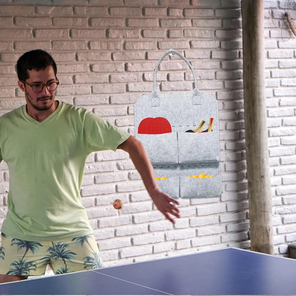 custom Wall Mount Organizer felt Ping Pong Storage Rack Table Tennis Racket Holder Storage Hanging Bag