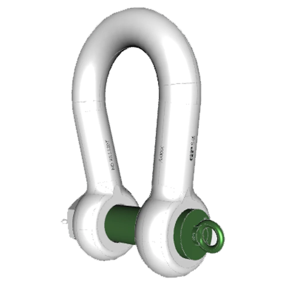 High Strength Green Pin P6036 300Ton High Load Capacity Alloy Steel Bow Shackle With Safety Bolt Connection Link
