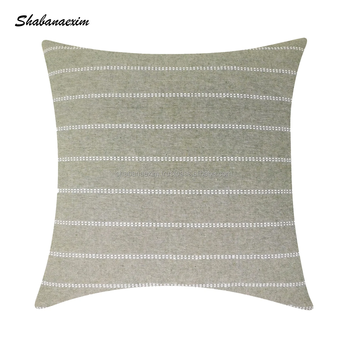 Sustainable Green Blue Dobby Striped Lumbar Woven Cushion Cover Customized Handmade  Bed Pillow Cover 20 inch x 20 inch