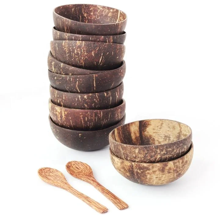 Хит продаж экологически чистые натуральные кокосовые чаши ручной работы для еды