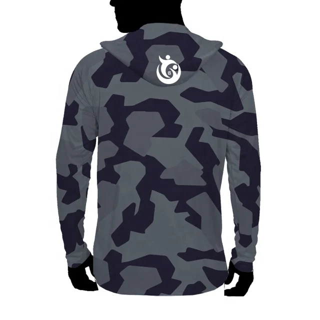 Black camo fishing hunting 100% polyester custom men performance hoodie