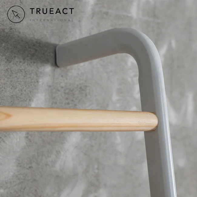 Free standing ladder style white bathroom wooden with metal standing white towel racks