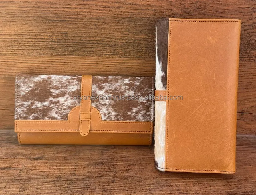 New Real Handmade Genuine Cowhide Leather Wallets For Women Slim Wallet Trifold High Quality Leather Western Clutch Purse Wallet
