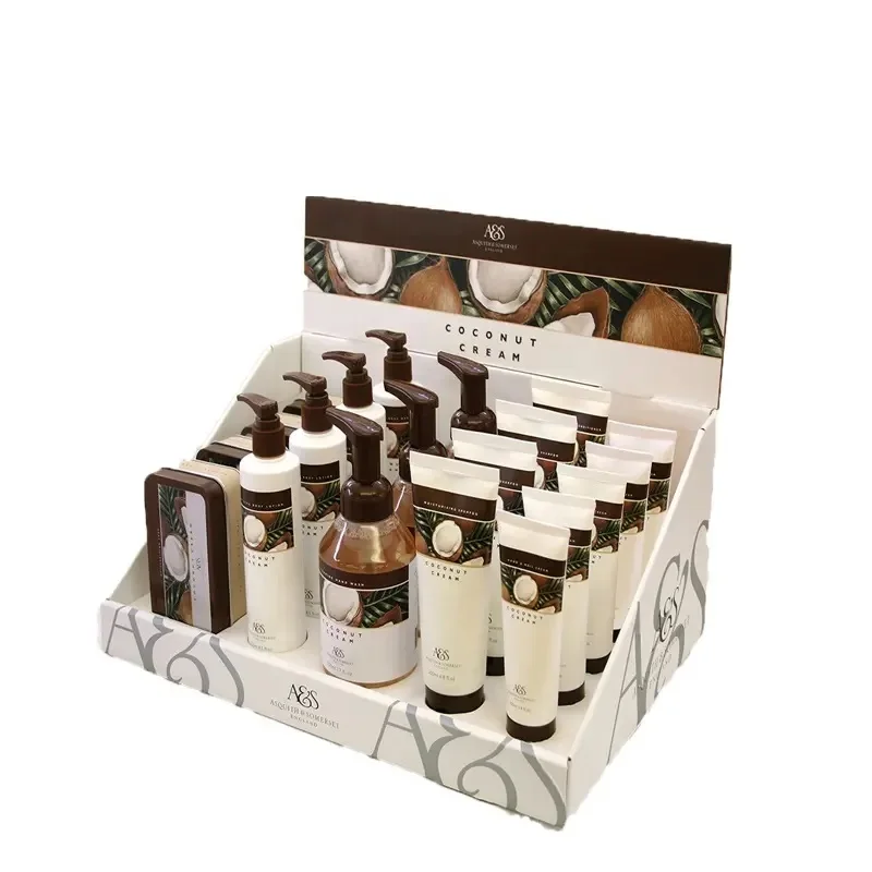 Customized Cardboard Corrugated Makeup Display Stands Cosmetic Counter top Displays for Sale