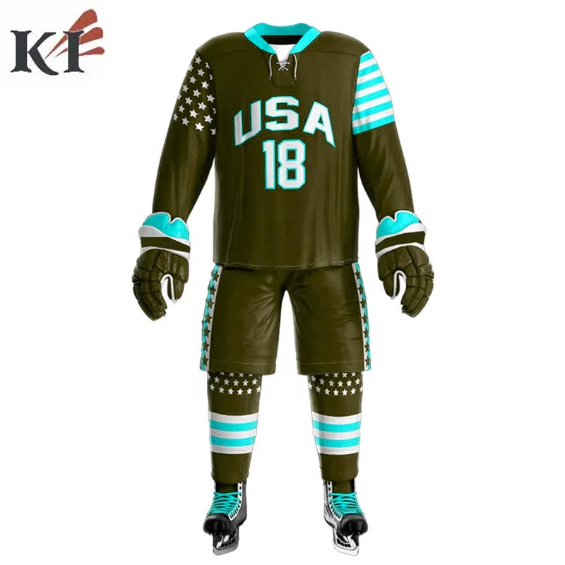Wholesale Custom Sublimation Ice Hockey Jersey Best Quality Stitched Custom Team Logo Professional Ice Hockey Uniform USA 2023
