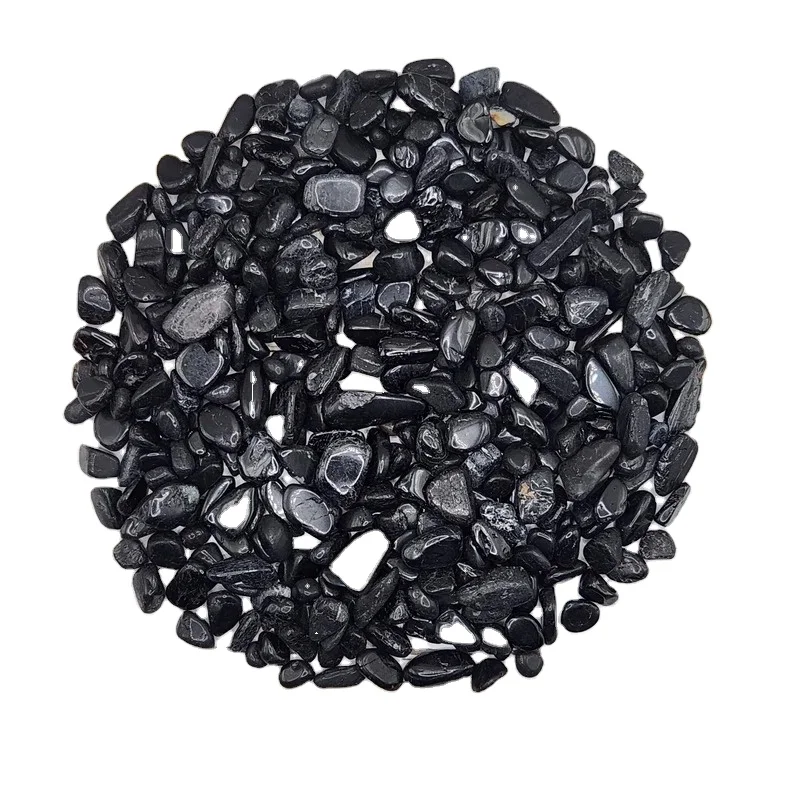 Natural Polished Black Tourmaline Crushed Crystal Healing Agate Stone Chips Irregular Shaped Reiki Gemstone For Home Decor