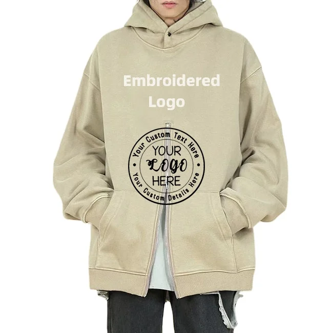 New Design Vintage Streetwear Manufacturer Hoodies Heavyweight Cotton French Terry Embroidery Logo Print fashion hoodie