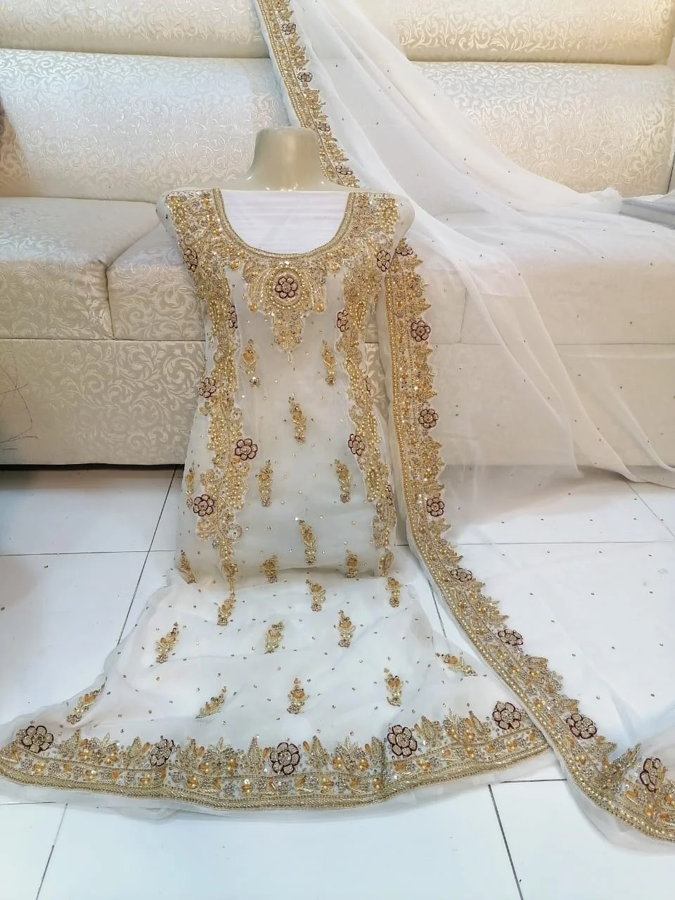 Salwar Kameez Suit Pakistani Indian Handwork Shalwar Wedding Chiffon Dress Hot Selling Dress 2022