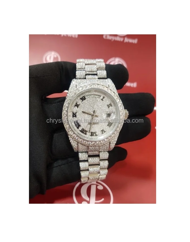Luxury Alibaba 2024 Best Seller Supplier Manufacturer Wholesaler Exporter Good Price Moissanite Vvs Iced Out Watches In India