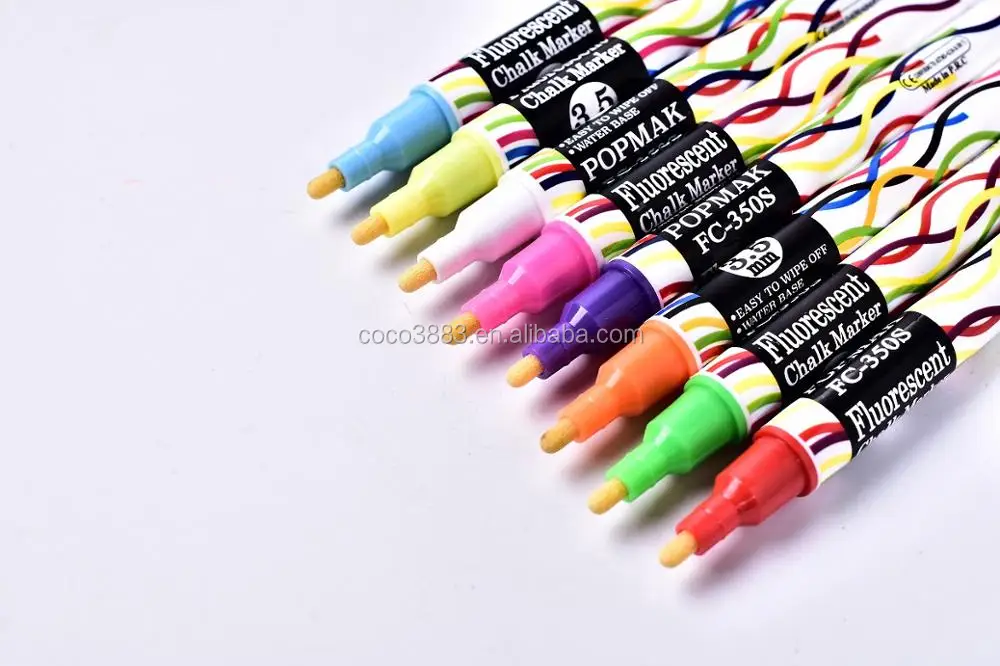 Factory Selling  Parallel Flat Tip Water based Erasable Liquid Chalk Fluorescent Pen 50 colors