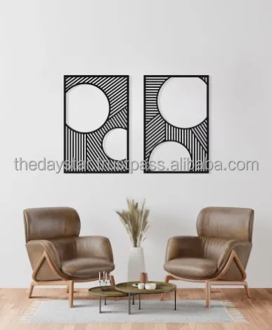 Completely Customisable Modern And Unique Metal Black Geometric Wall Art For Indoor Or Outdoor Decor