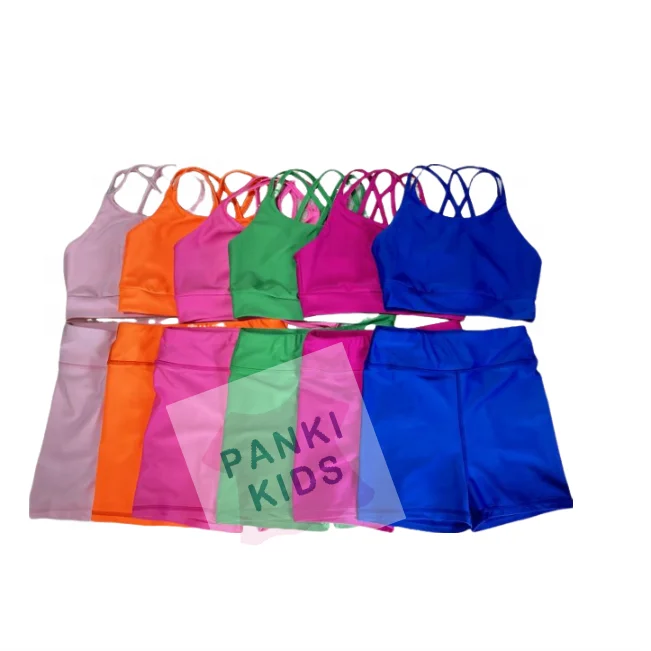 Manufactory Custom New Sport Clothes Elastic Comfortable Yoga  Cross Back Baby Girls Clothing Sets